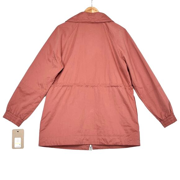 Levis Cinch Waist Anorak Rain Jacket Pink Mahogany Sz M Full Zip Long Sleeves - Picture 12 of 12